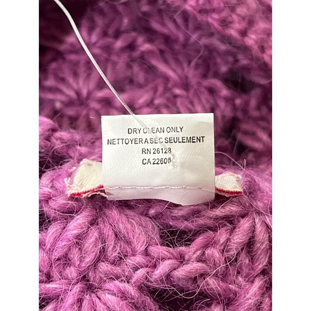 Echo Design Beanie Hat Wool Alpaca Purple Crochet Knit Rose Accent Womens NEW - Picture 9 of 9